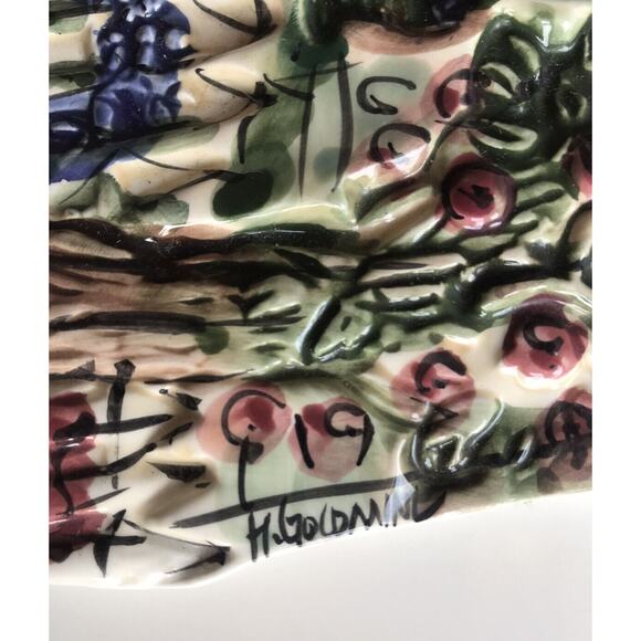 Heather Goldmine Wall Plaque Ceramic Cat Whimsical Colorful Home Cottage - Picture 6 of 6